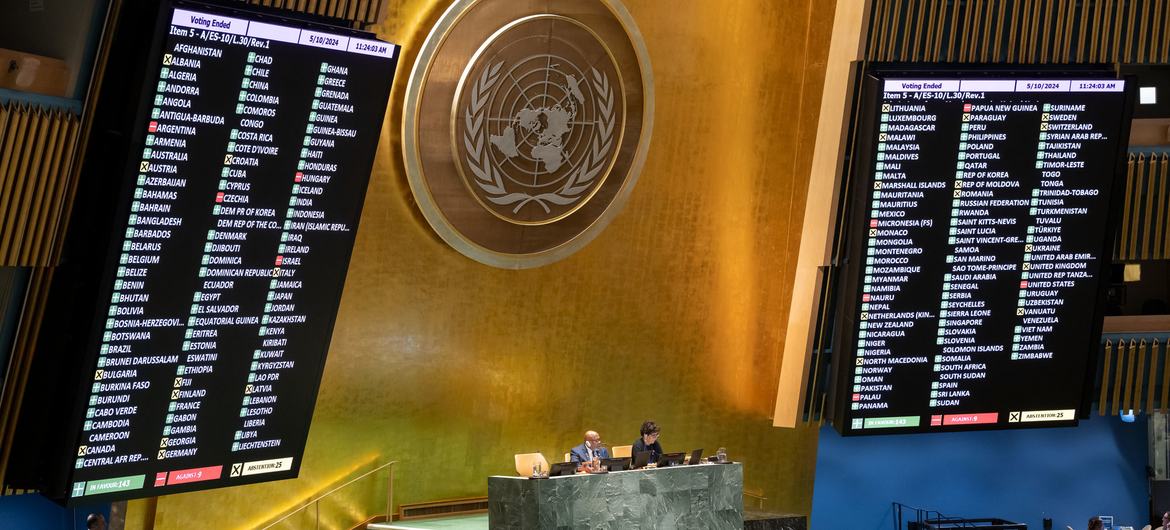 الجمعية العامة للأمم المتحدة تصوّت بالأغلبية لصالح مشروع قرار يدعم طلب عضوية فلسطين في المنظمة