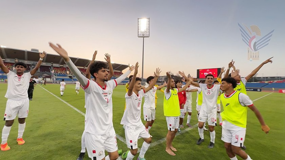 المنتخب اليمني خلال احتفاله بالفوز (سبأ)
